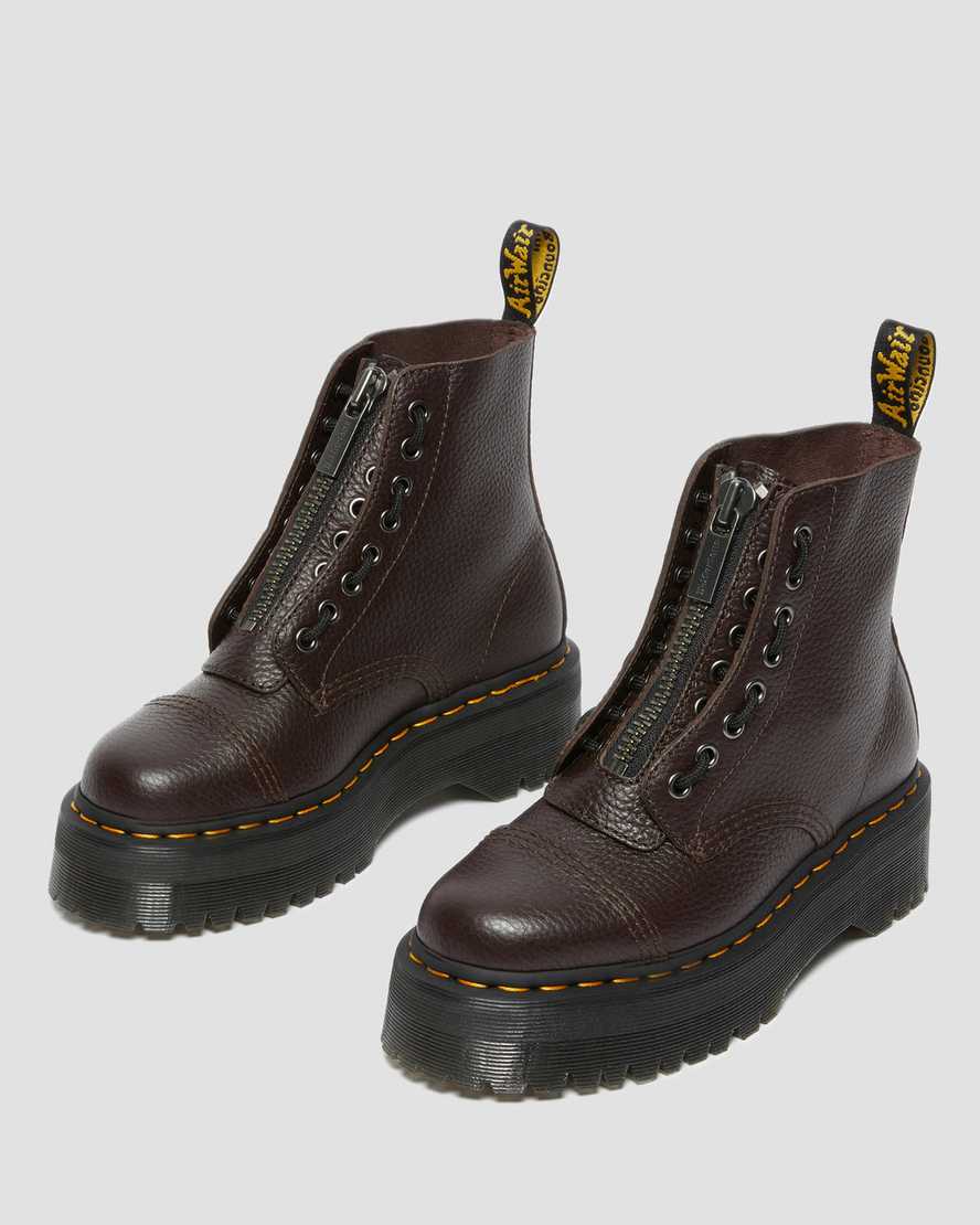 Dr Martens Sinclair Milled Nappa Leather Zip Up Women Boots Burgundy | 56SZUEOFH