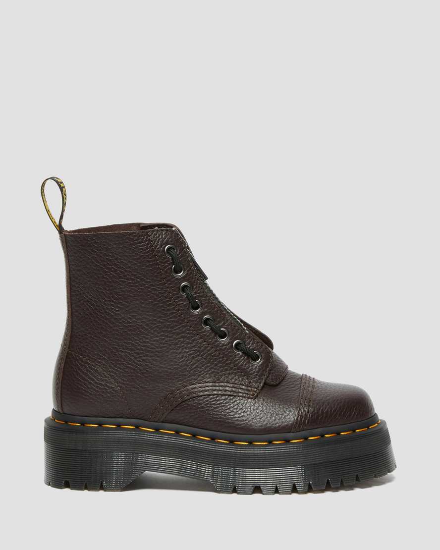 Dr Martens Sinclair Milled Nappa Leather Zip Up Women Boots Burgundy | 56SZUEOFH