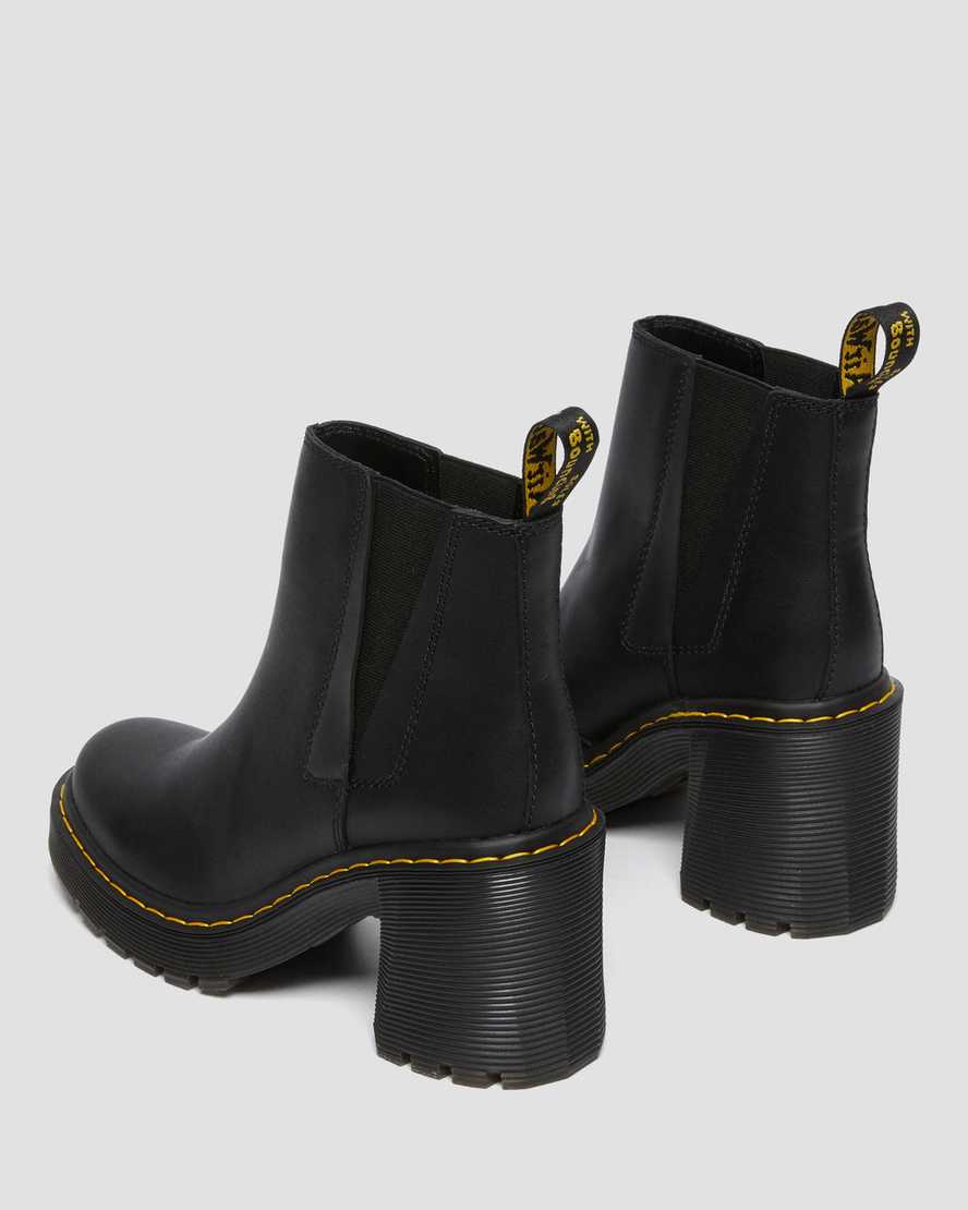 Dr Martens Spence Leather Flared Women Heeled Boots Black | 54EKJZNMQ