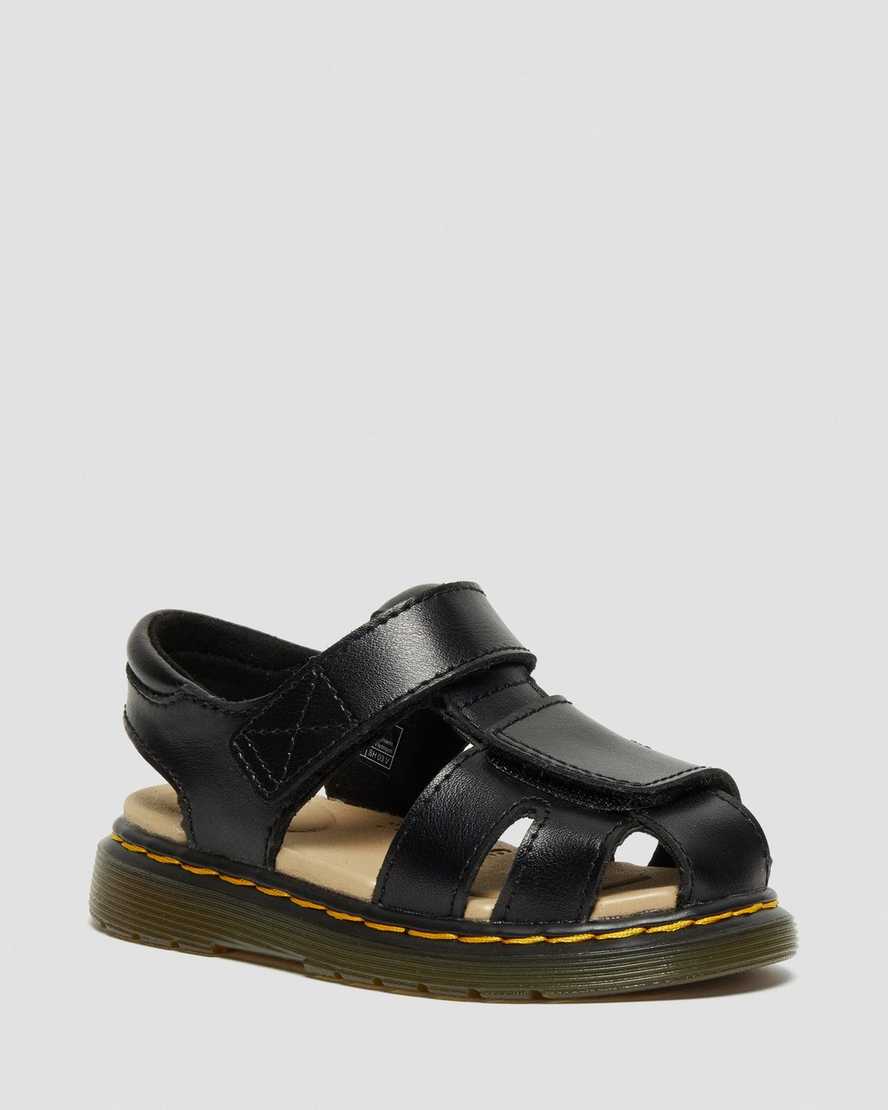 Dr Martens Toddler Moby II Leather Kids' Velcro Sandals Black | 53TDMPVWB