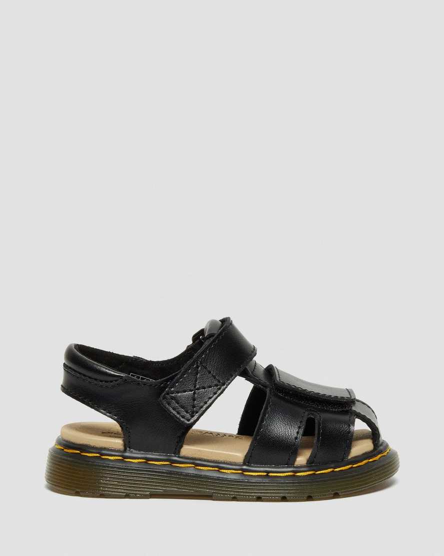 Dr Martens Toddler Moby II Leather Kids' Velcro Sandals Black | 53TDMPVWB