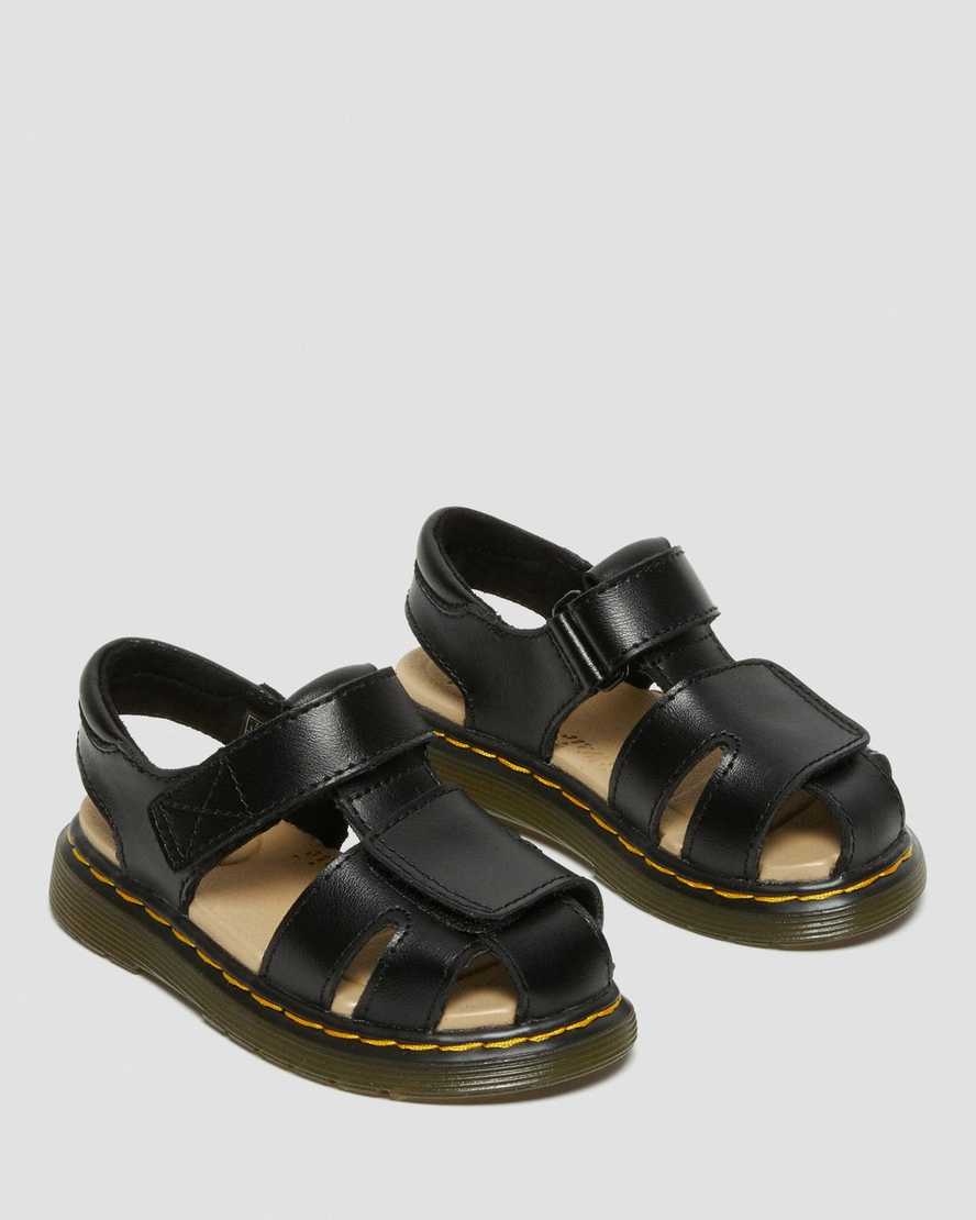 Dr Martens Toddler Moby II Leather Kids' Velcro Sandals Black | 53TDMPVWB