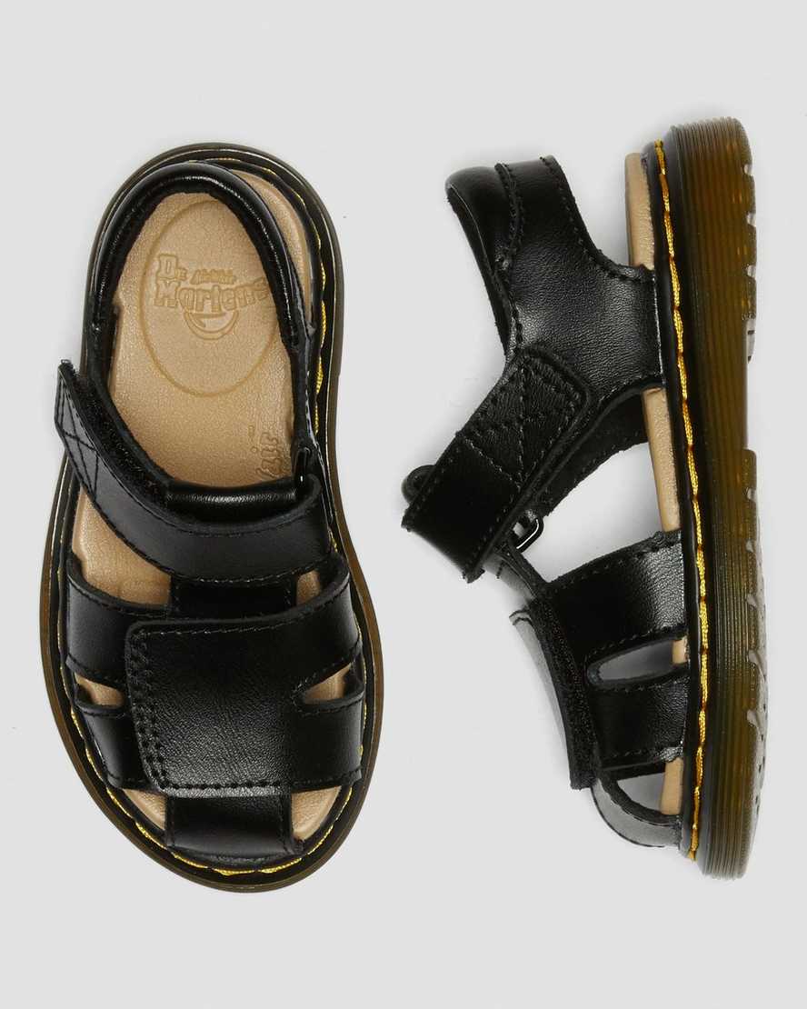 Dr Martens Toddler Moby II Leather Kids' Velcro Sandals Black | 53TDMPVWB