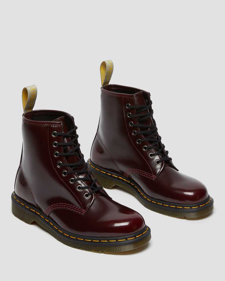 Dr Martens Vegan 1460 Men Lace Up Boots Cherry Red | 96KROXJGA