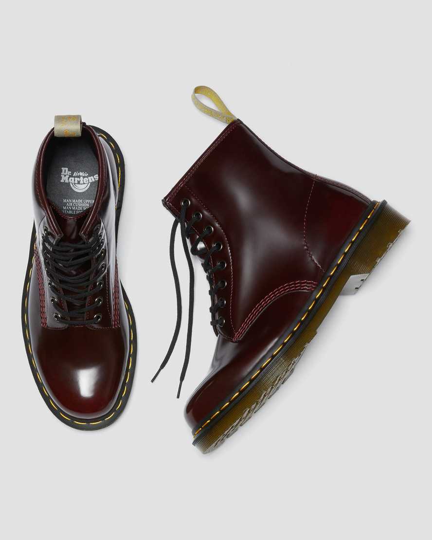 Dr Martens Vegan 1460 Men Lace Up Boots Cherry Red | 96KROXJGA