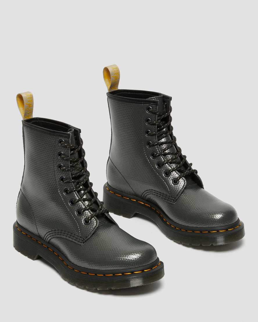 Dr Martens Vegan 1460 Metallic Emboss Women Lace Up Boots Grey | 94EBHZXFP