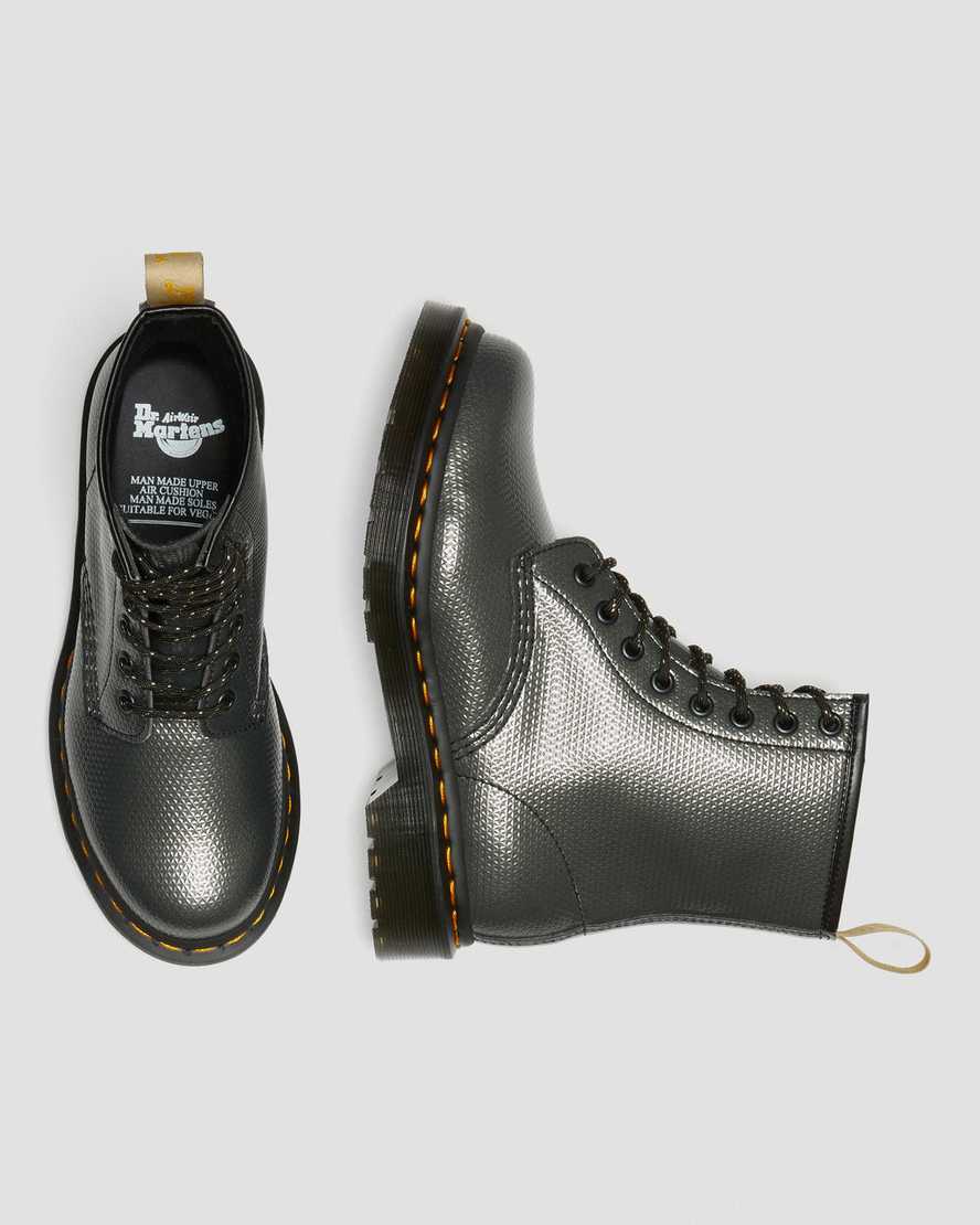 Dr Martens Vegan 1460 Metallic Emboss Women Lace Up Boots Grey | 94EBHZXFP