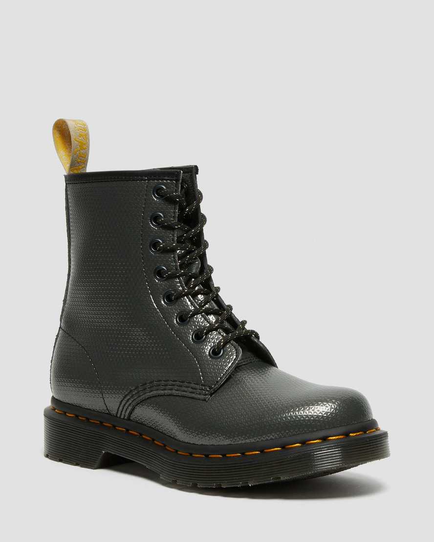 Dr Martens Vegan 1460 Metallic Emboss Women Lace Up Boots Grey | 94EBHZXFP