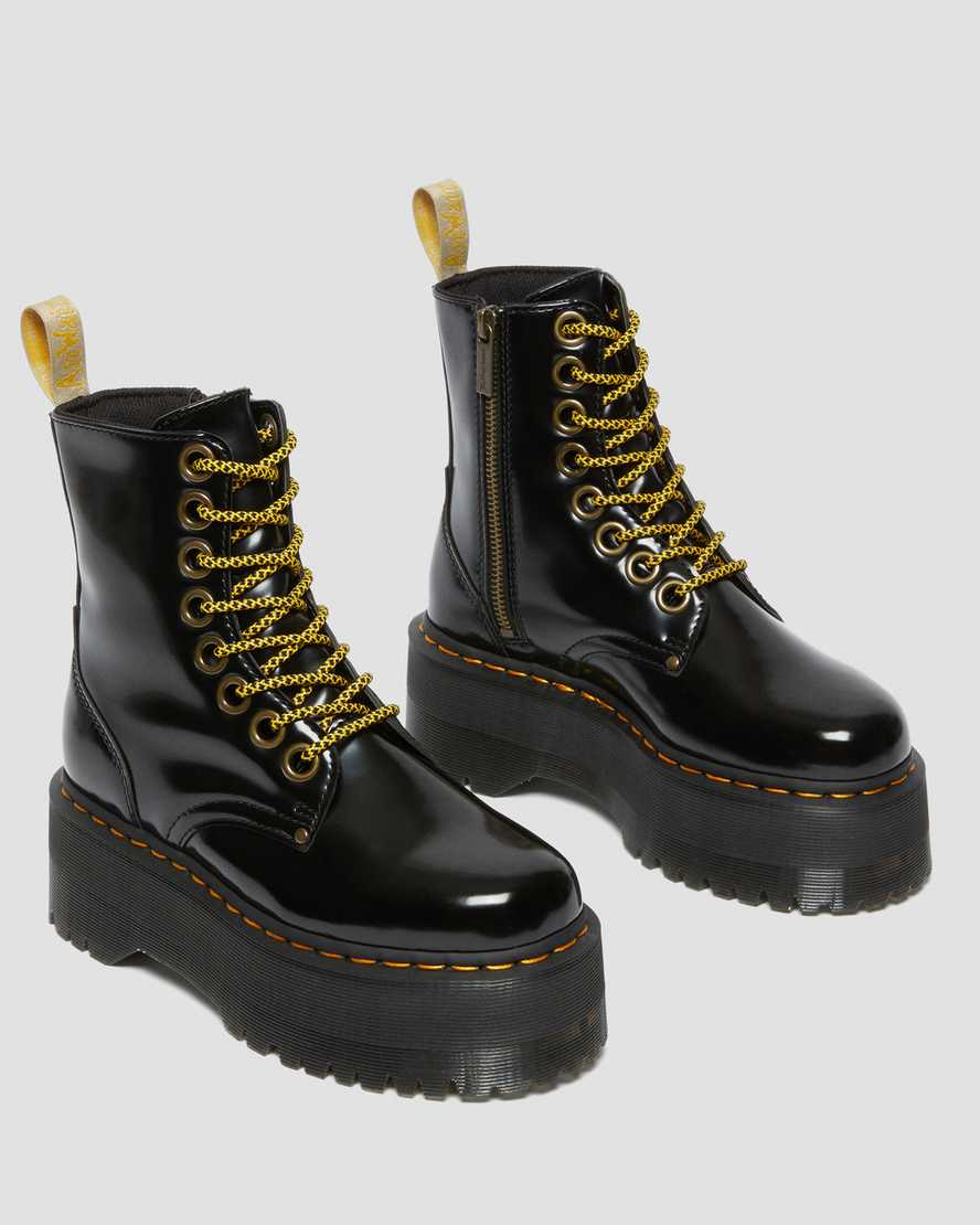 Dr Martens Vegan Jadon Max Zip Up Women Boots Black | 71KRLTSYX