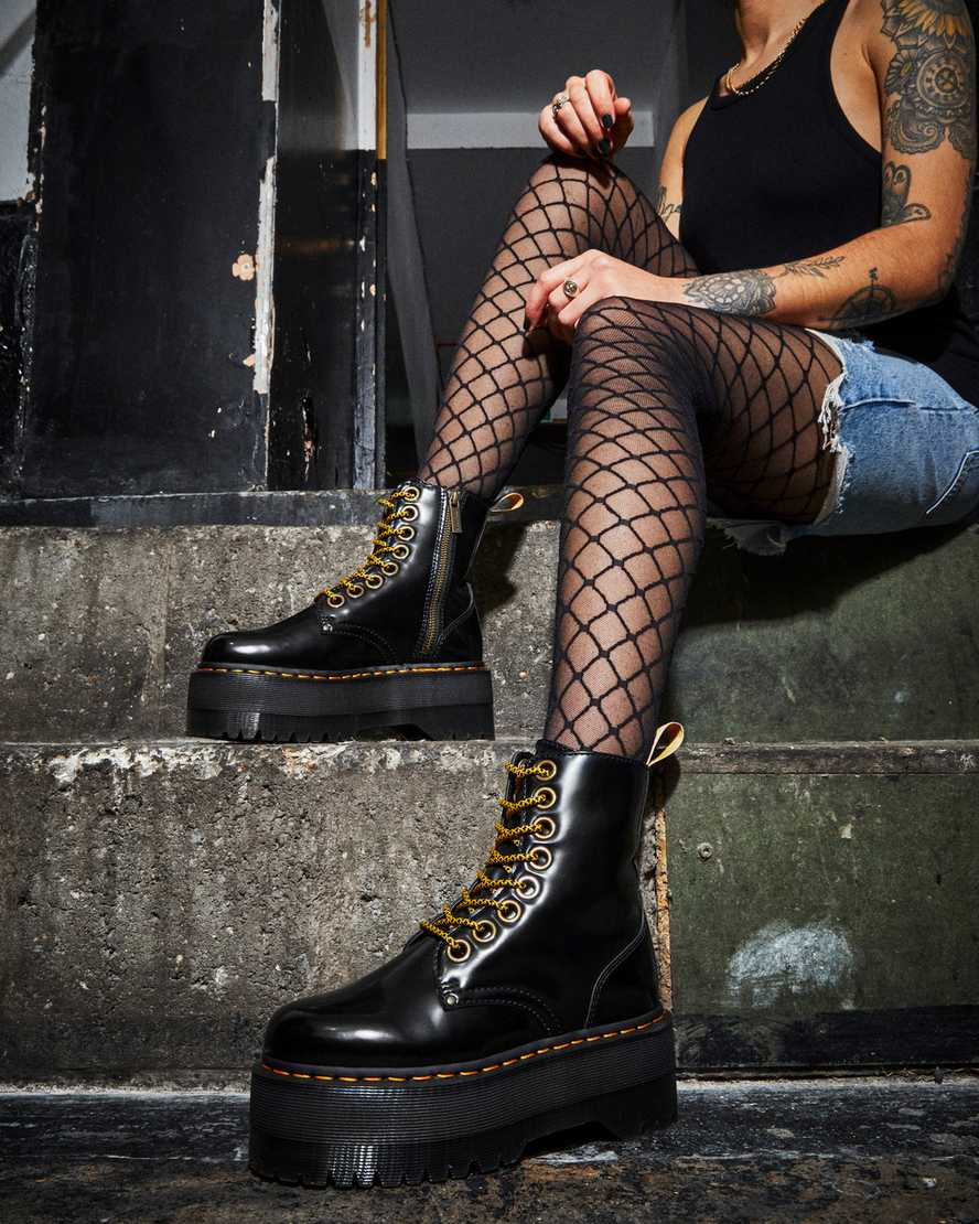 Dr Martens Vegan Jadon Max Zip Up Women Boots Black | 71KRLTSYX