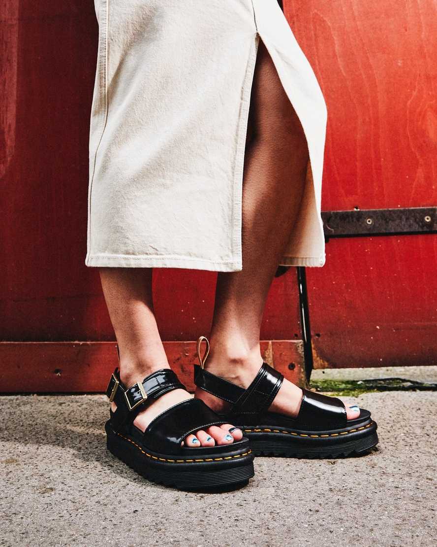 Dr Martens Vegan Voss Women Strap Sandals Black | 27OKDQALM