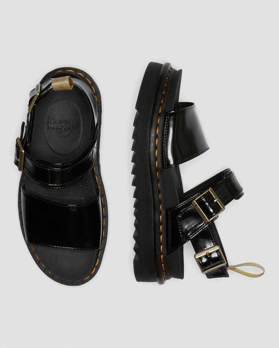 Dr Martens Vegan Voss Women Strap Sandals Black | 27OKDQALM