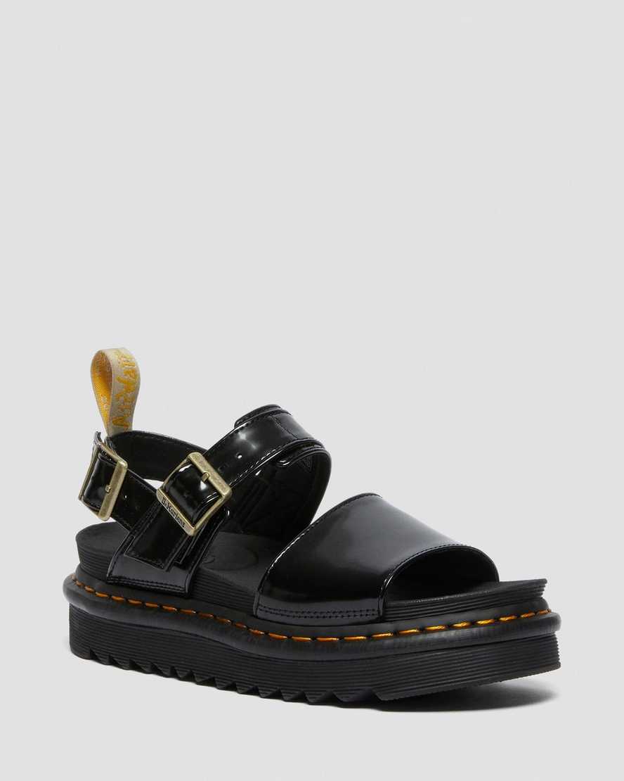 Dr Martens Vegan Voss Women Strap Sandals Black | 27OKDQALM