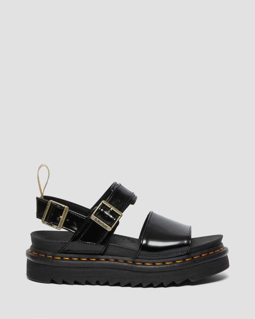 Dr Martens Vegan Voss Women Strap Sandals Black | 27OKDQALM