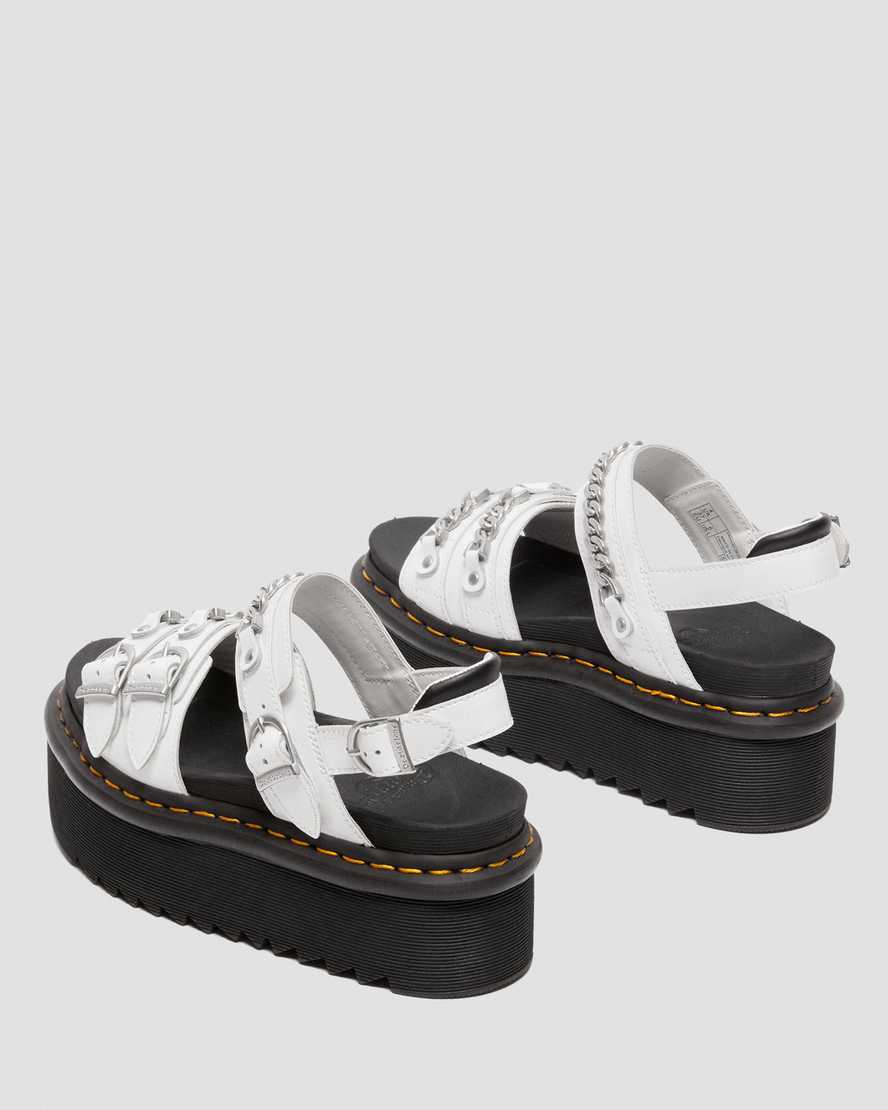 Dr Martens Voss II Chain Patent Leather Women Patent Sandals White | 03ERYBKVO