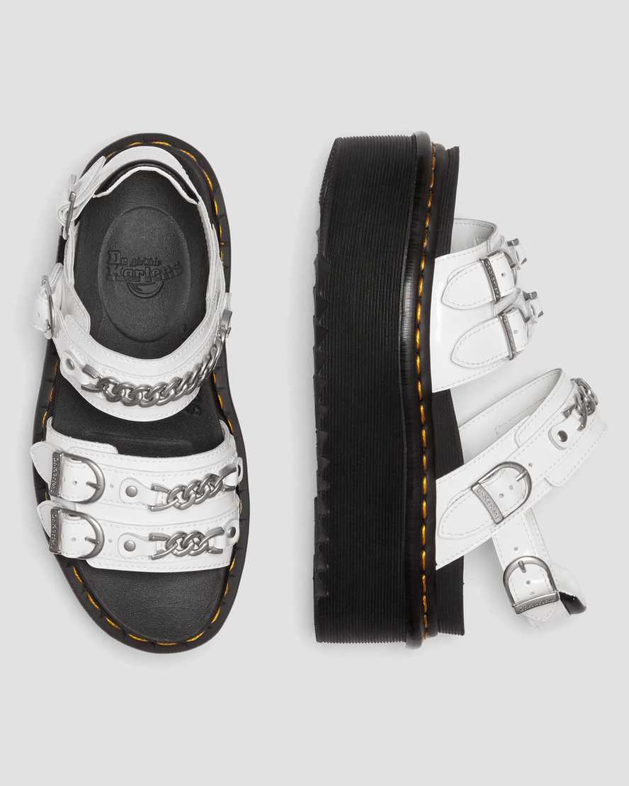 Dr Martens Voss II Chain Patent Leather Women Patent Sandals White | 03ERYBKVO