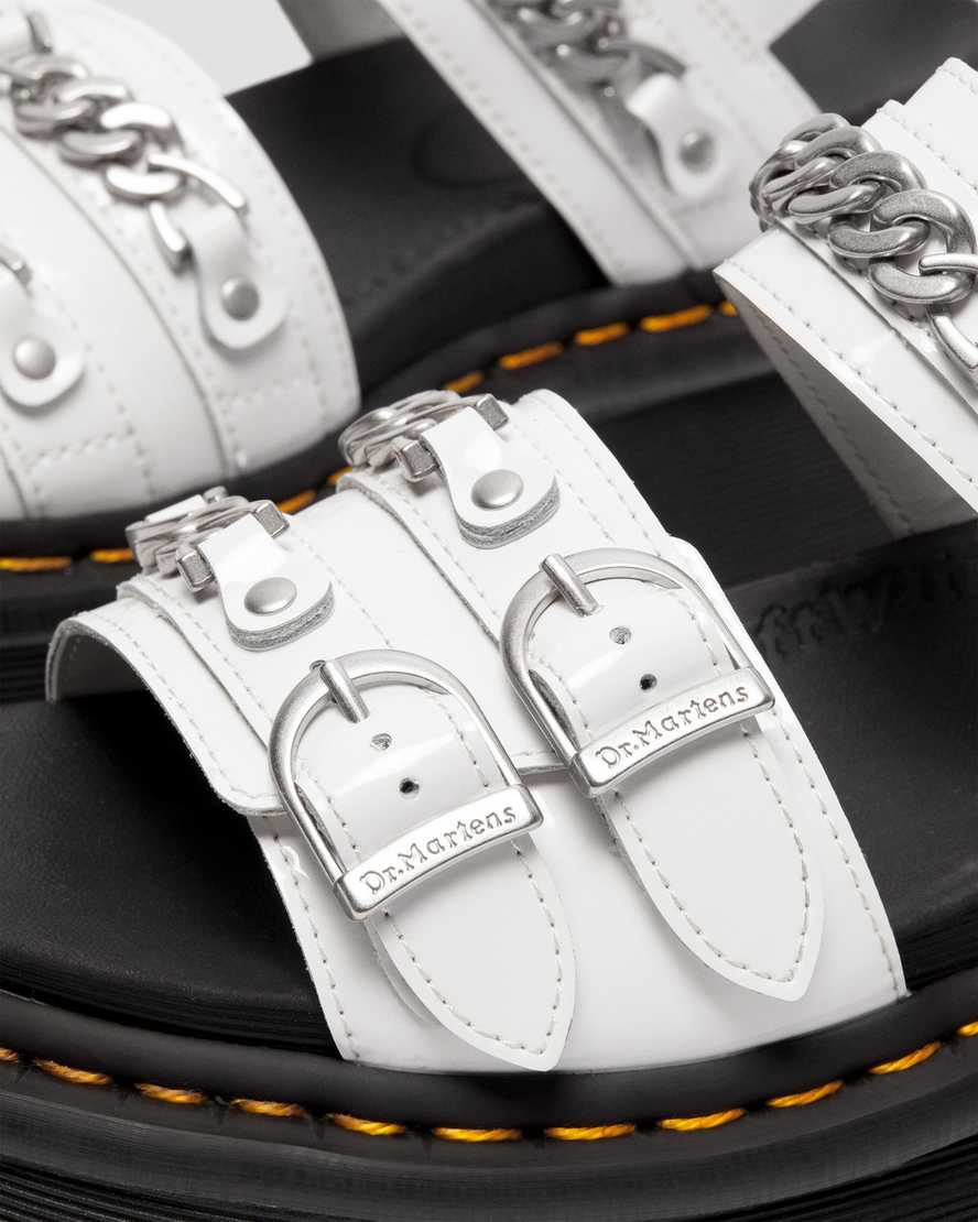 Dr Martens Voss II Chain Patent Leather Women Patent Sandals White | 03ERYBKVO