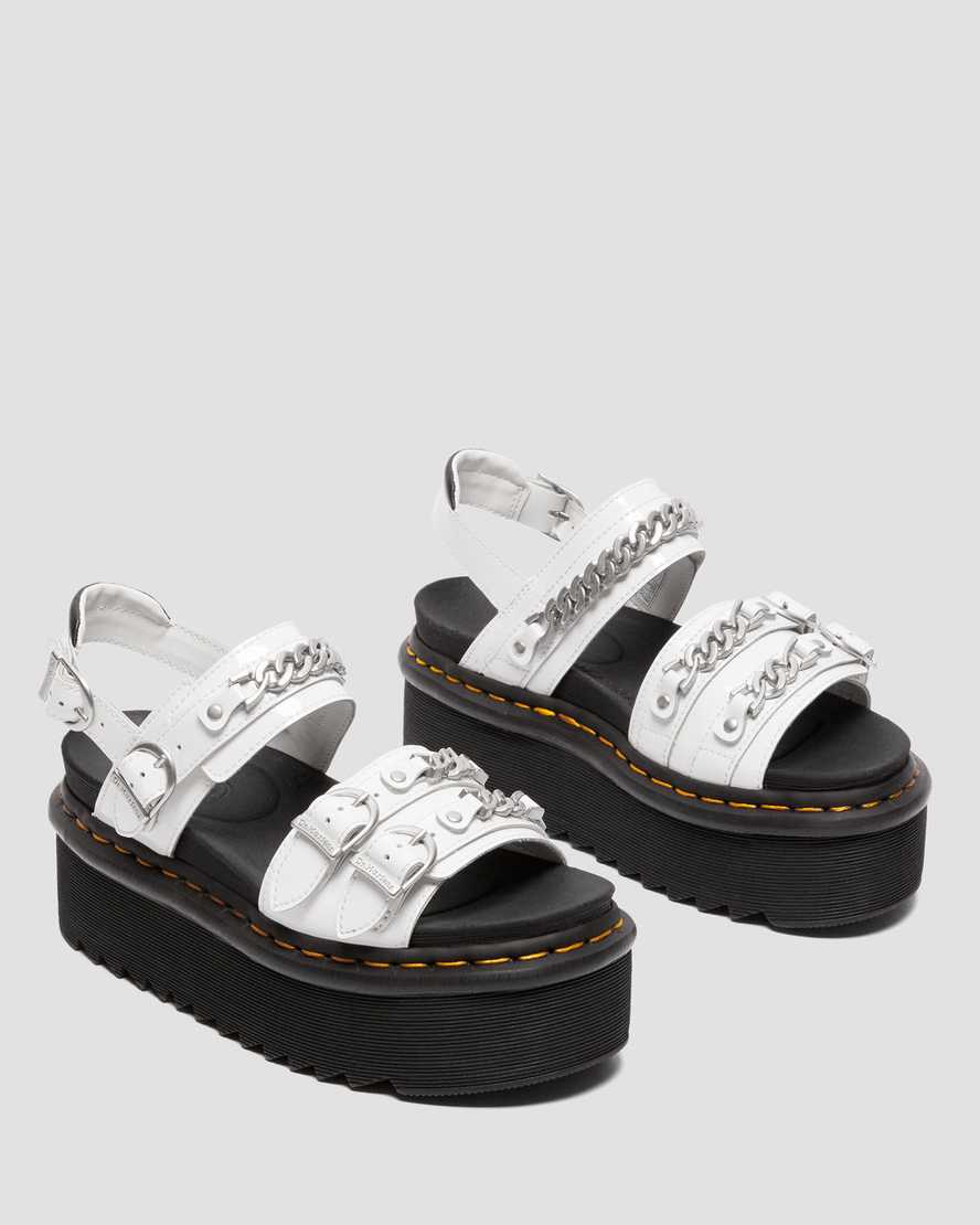 Dr Martens Voss II Chain Patent Leather Women Patent Sandals White | 03ERYBKVO