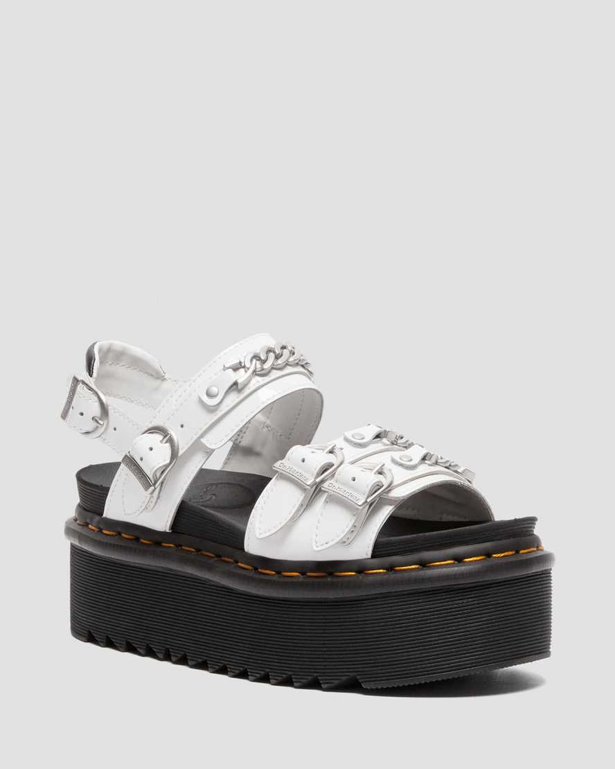 Dr Martens Voss II Chain Patent Leather Women Patent Sandals White | 03ERYBKVO