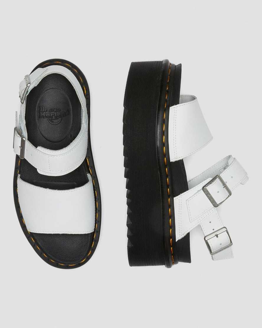 Dr Martens Voss Leather Women Platform Sandals White | 82KLBTAFI