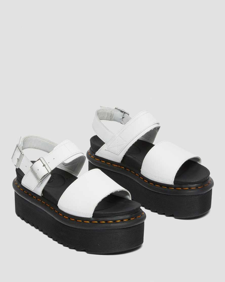 Dr Martens Voss Leather Women Platform Sandals White | 82KLBTAFI