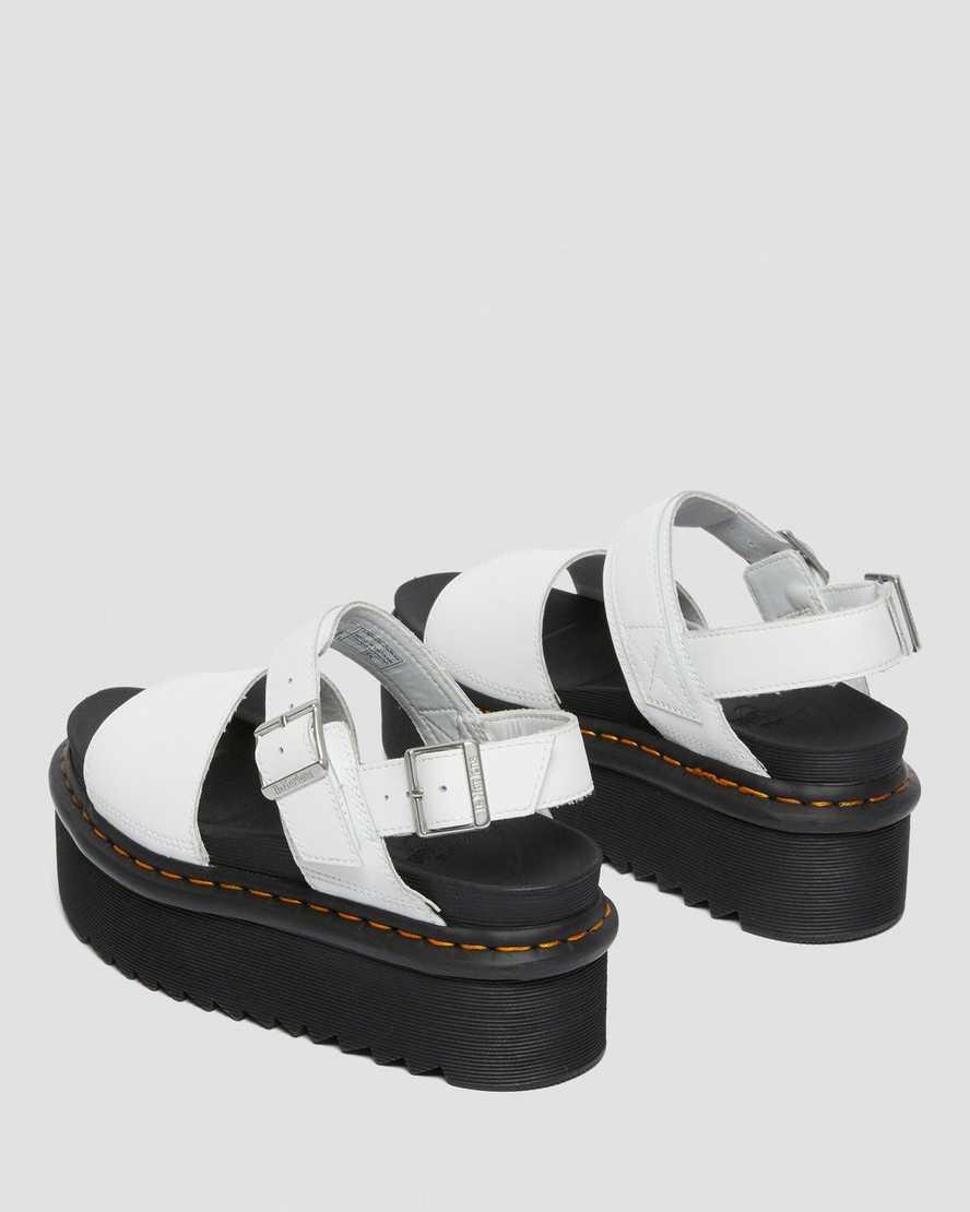 Dr Martens Voss Leather Women Platform Sandals White | 82KLBTAFI