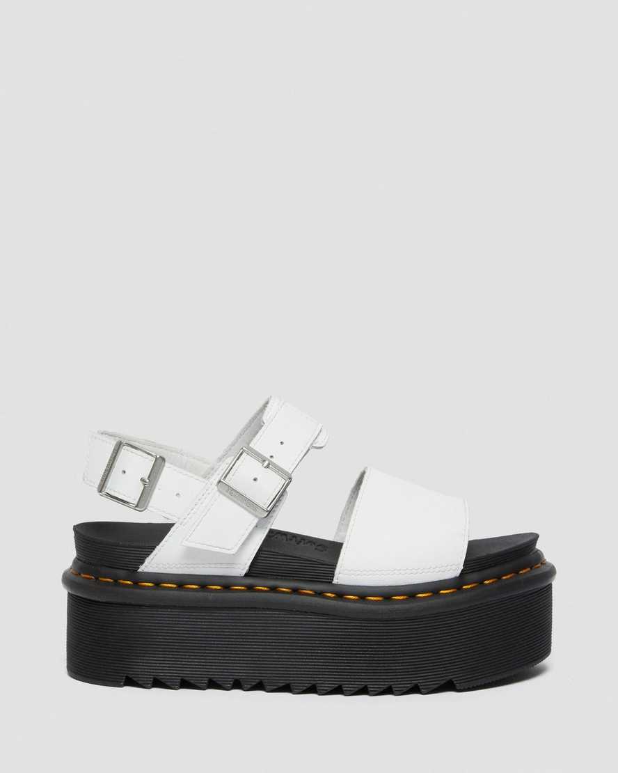 Dr Martens Voss Leather Women Platform Sandals White | 82KLBTAFI