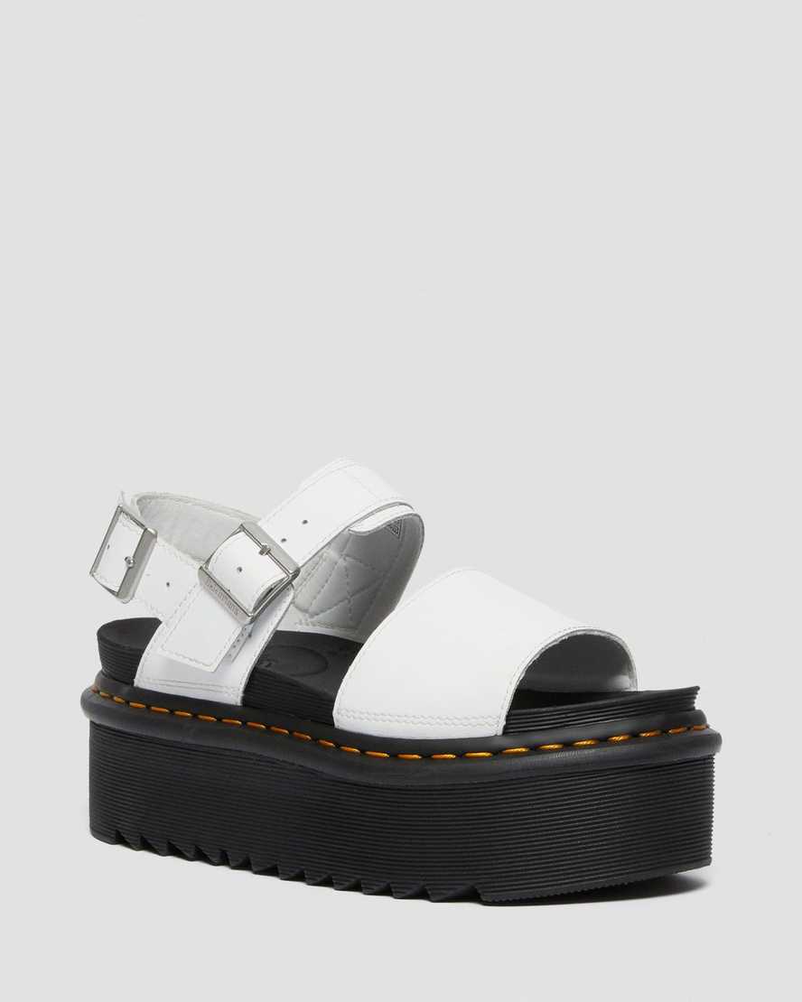 Dr Martens Voss Leather Women Platform Sandals White | 82KLBTAFI