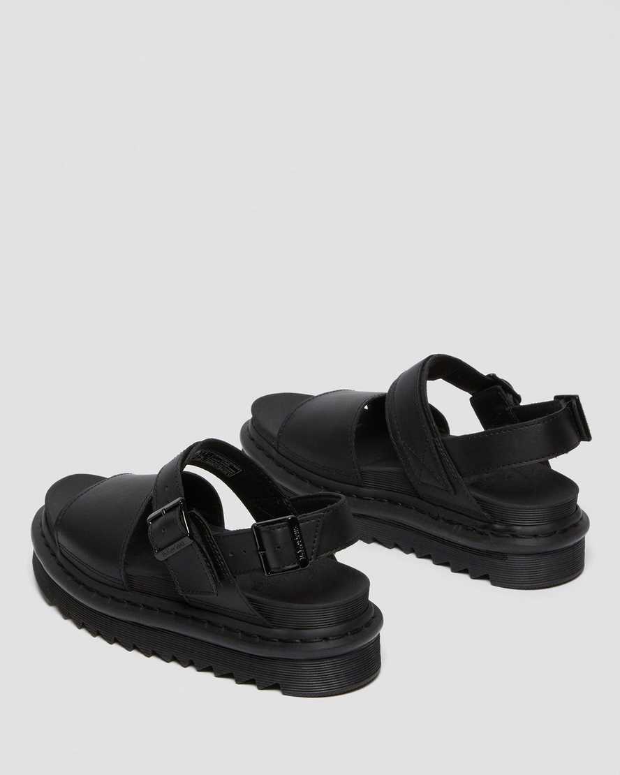 Dr Martens Voss Leather Women Strap Sandals Black | 63TNLFQKE