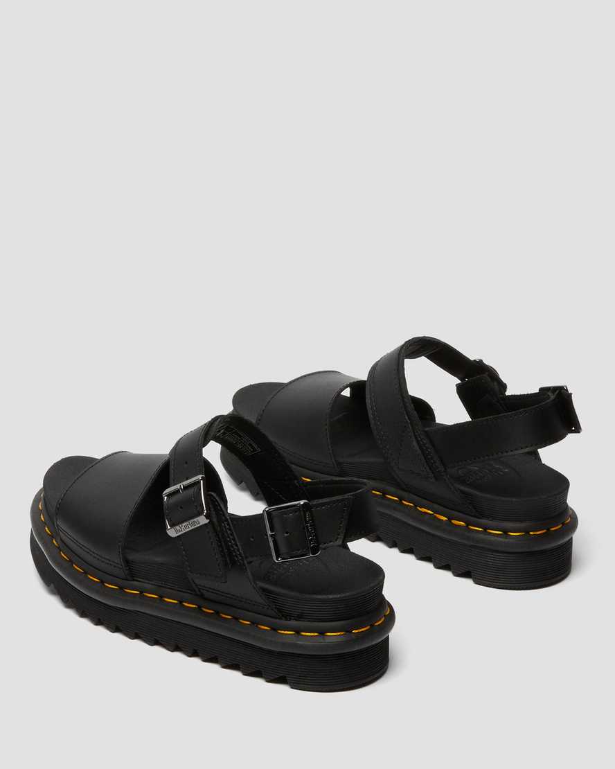 Dr Martens Voss Leather Women Strap Sandals Black | 86ZDQXNMT