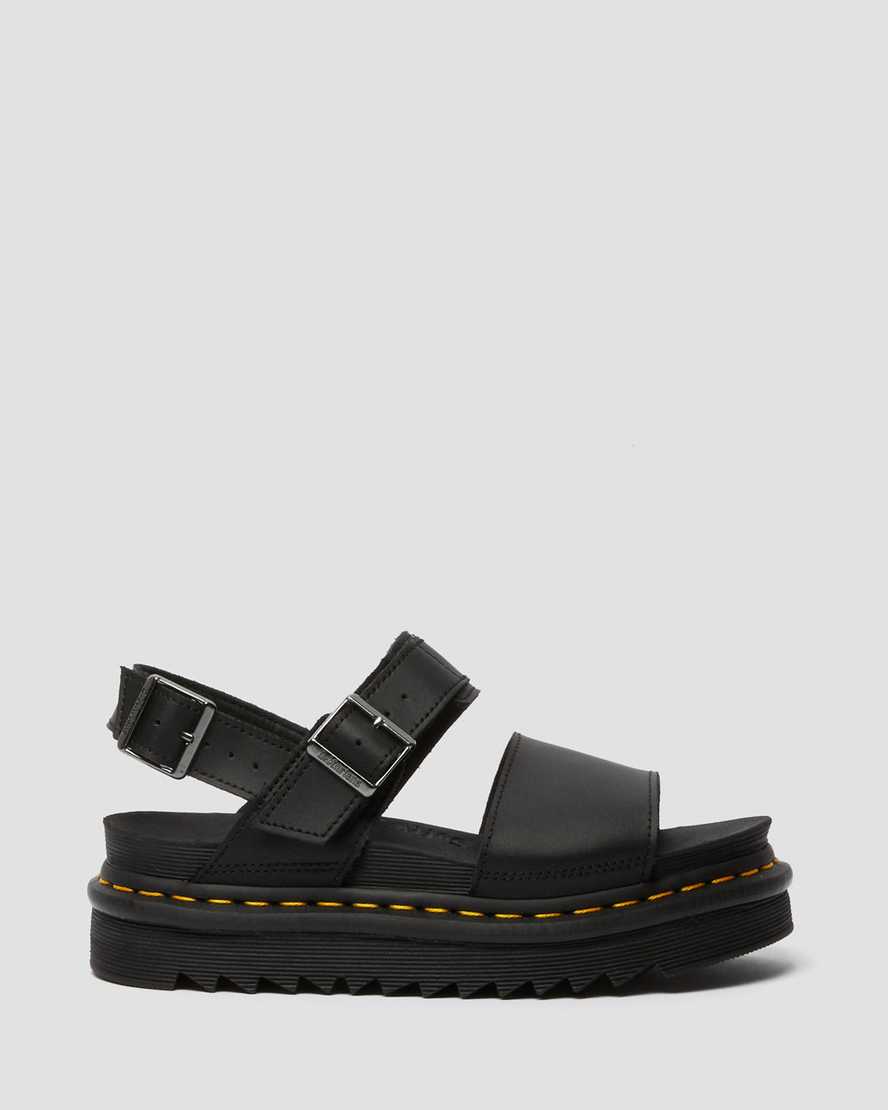 Dr Martens Voss Leather Women Strap Sandals Black | 86ZDQXNMT