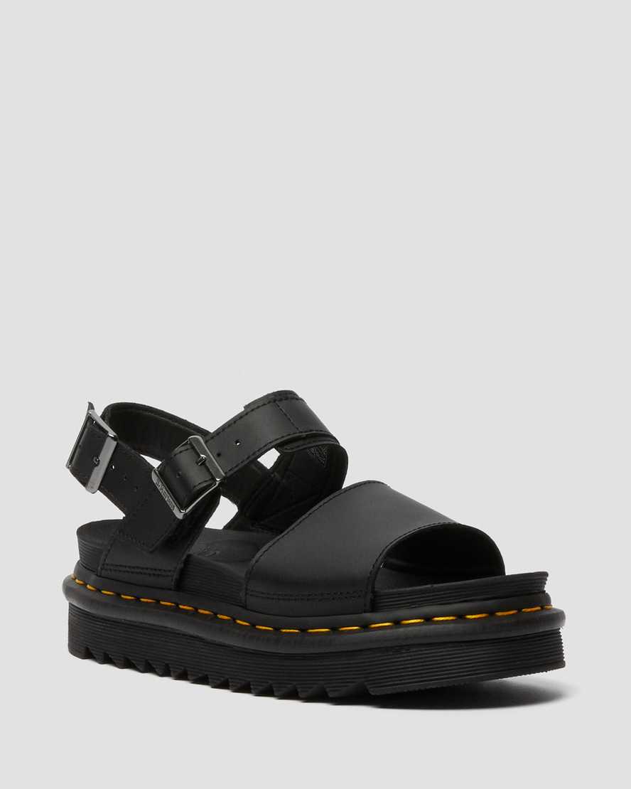 Dr Martens Voss Leather Women Strap Sandals Black | 86ZDQXNMT