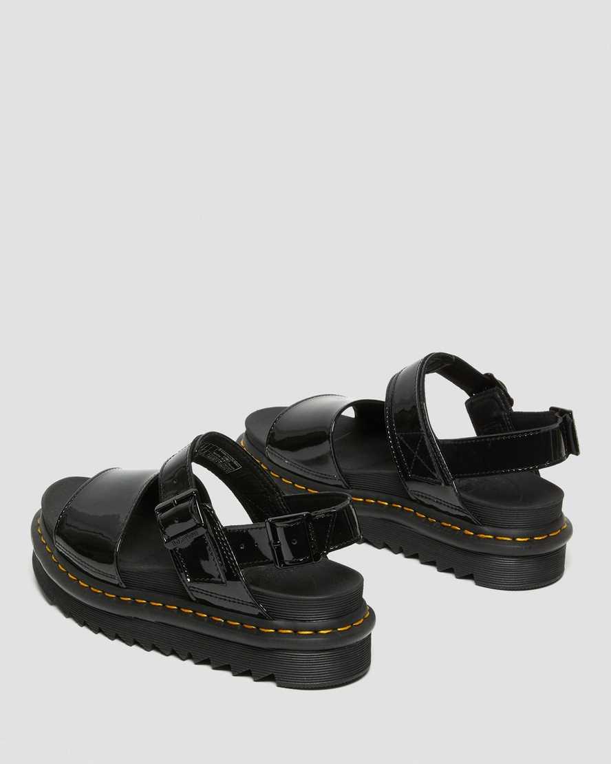 Dr Martens Voss Patent Leather Women Patent Sandals Black | 21DJLQVTB