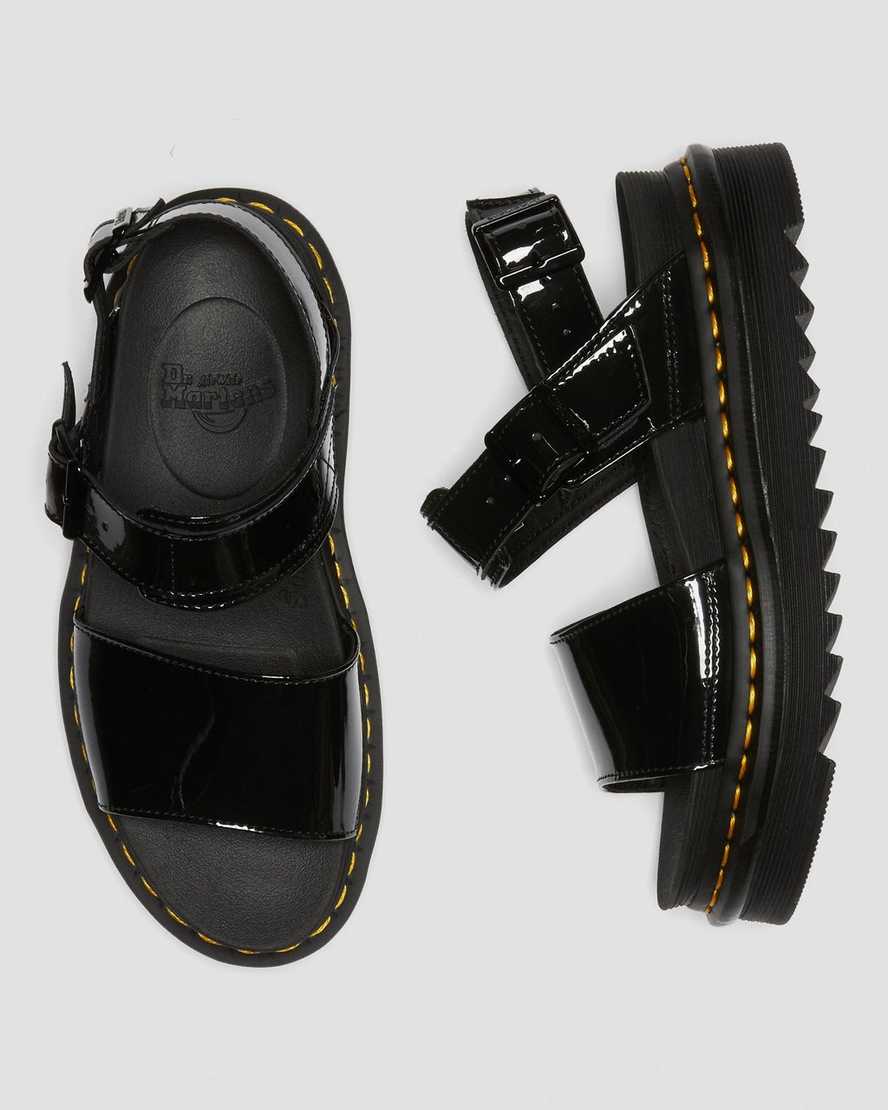 Dr Martens Voss Patent Leather Women Patent Sandals Black | 21DJLQVTB